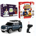 CRAZINOS Fun & Learn Games Kit, Slime & Clay Sensory Play Set & Defender RC Car Combo for Kids | STEM Learning Board Games, Creative Activity Kit & Rechargeable Remote Control SUV Toy | Educational Toy Set for Boys & Girls Age 5-12 Years