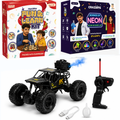 CRAZINOS Fun & Learn Games Kit with Glow in Dark Science Kit and Off-Road RC Monster Truck Combo for Kids | 100+ Activities, 20+ STEM Experiments & Rechargeable RC Car Toy | Learning, Science & Racing Gift Set for Boys & Girls Age 4–18 Years