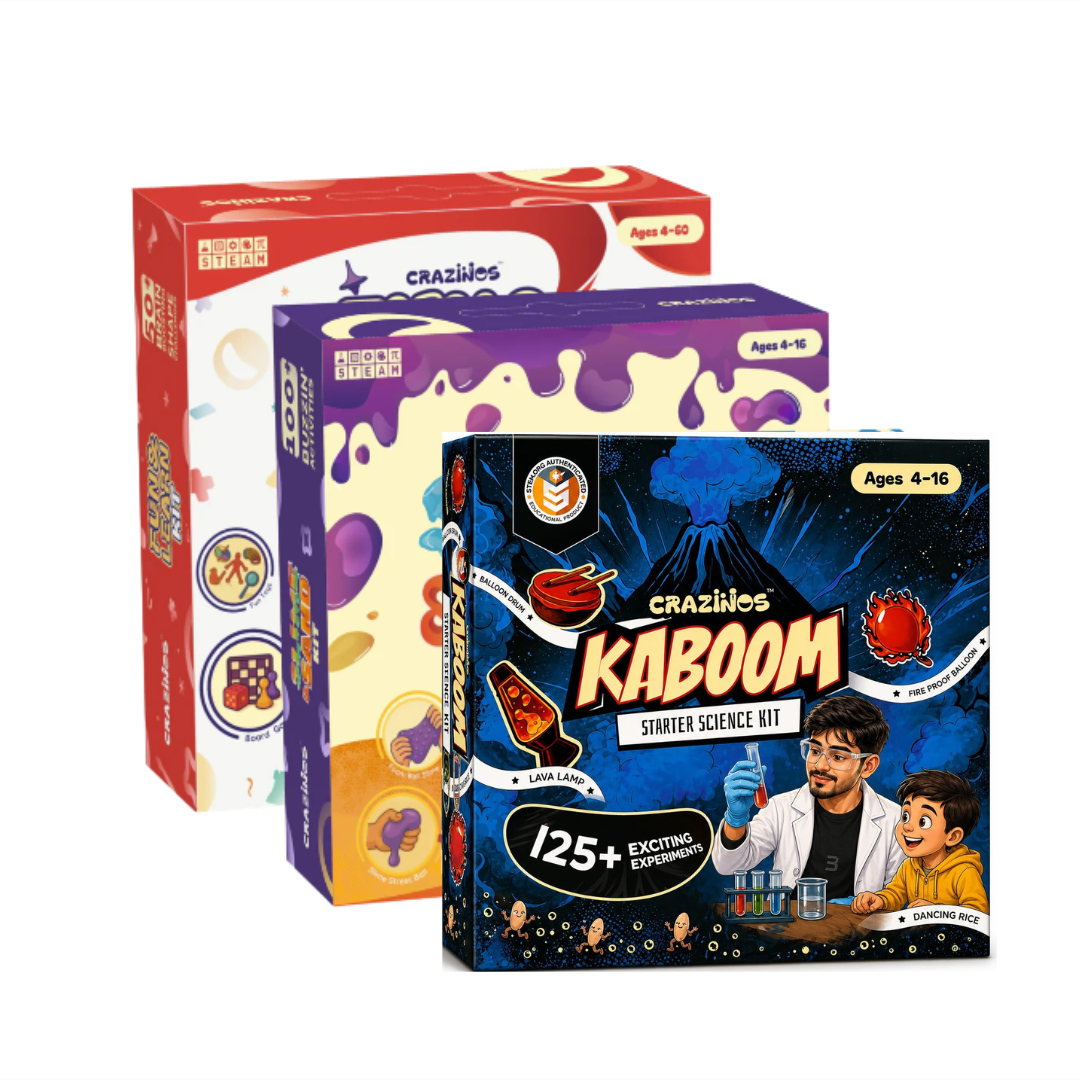 Pack of 3 Kits (Fun, Slime & Kaboom) | 250+ Science Experiments, DIY Games & Hands-On Activities | For Kids & Family Ages 4 to 60 | STEM Learning Toy Gift Set