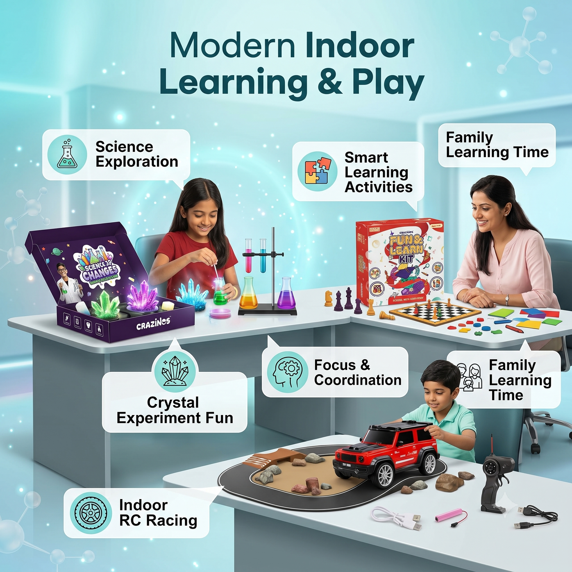 CRAZINOS Ultimate STEM Fun Combo for Kids | 100 in 1 Games