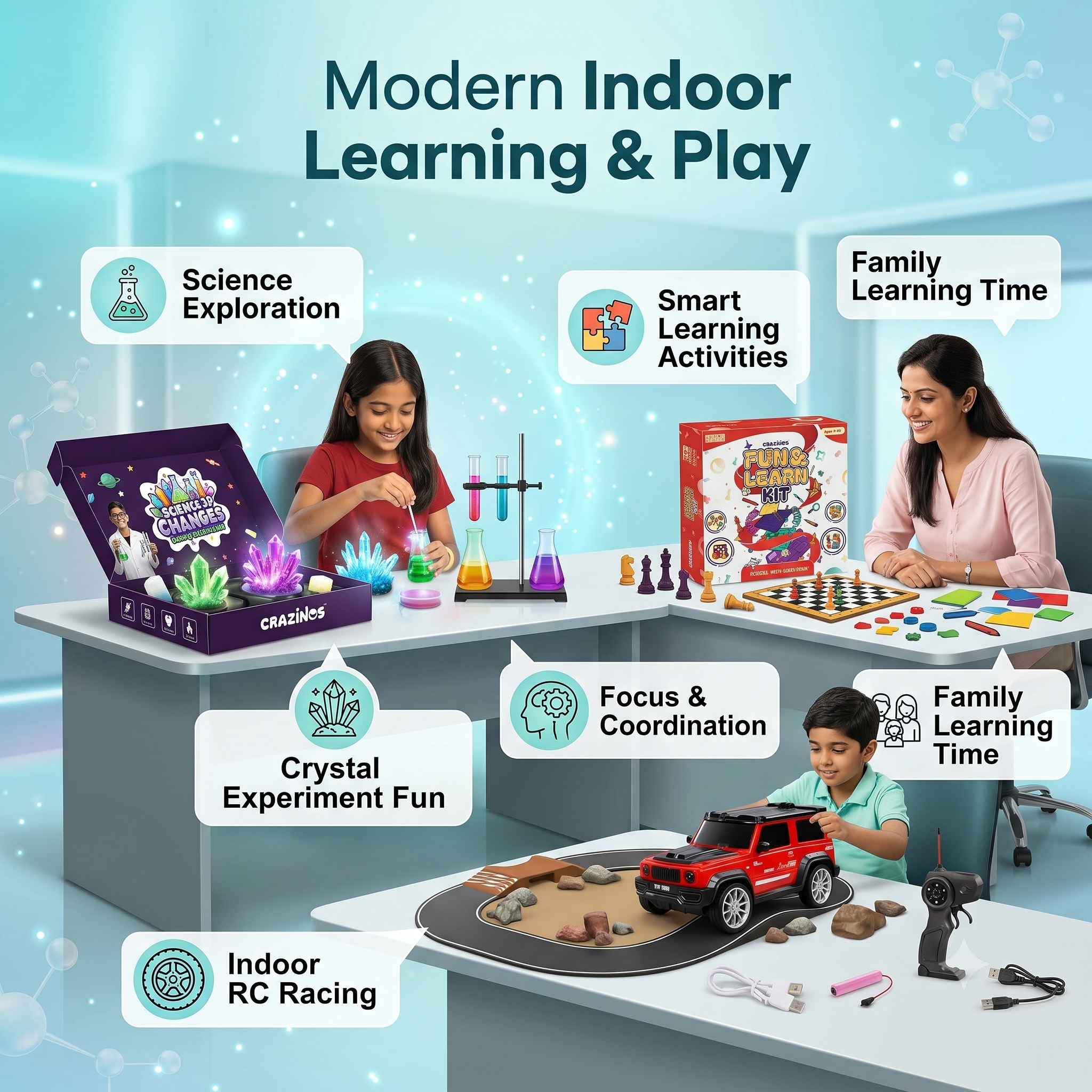 CRAZINOS Ultimate STEM Fun Combo for Kids | 100 in 1 Games