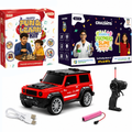 CRAZINOS 3-in-1 Fun & Learning Toy Combo for Kids | 100 in 1 Activity Kit, Rechargeable G-Class RC Car with LED Smoke Effect & Scented DIY Slime Kit