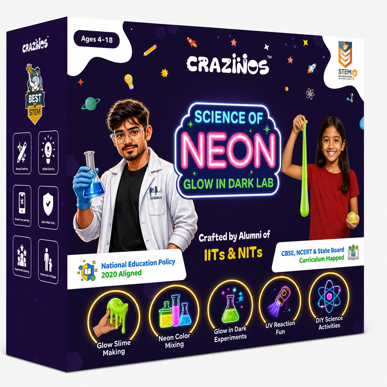 Science of Neon Glow In Dark Lab Kit | 10+ DIY Experiments & Fun