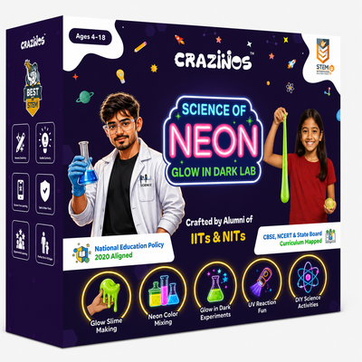 Science of Neon Glow In Dark Lab Kit | 10+ DIY Experiments & Fun Activities for Boys and Girls Ages 4–18 | STEM Education Toy for School Projects & Birthday, Return Gifts | from Crazy XYZ