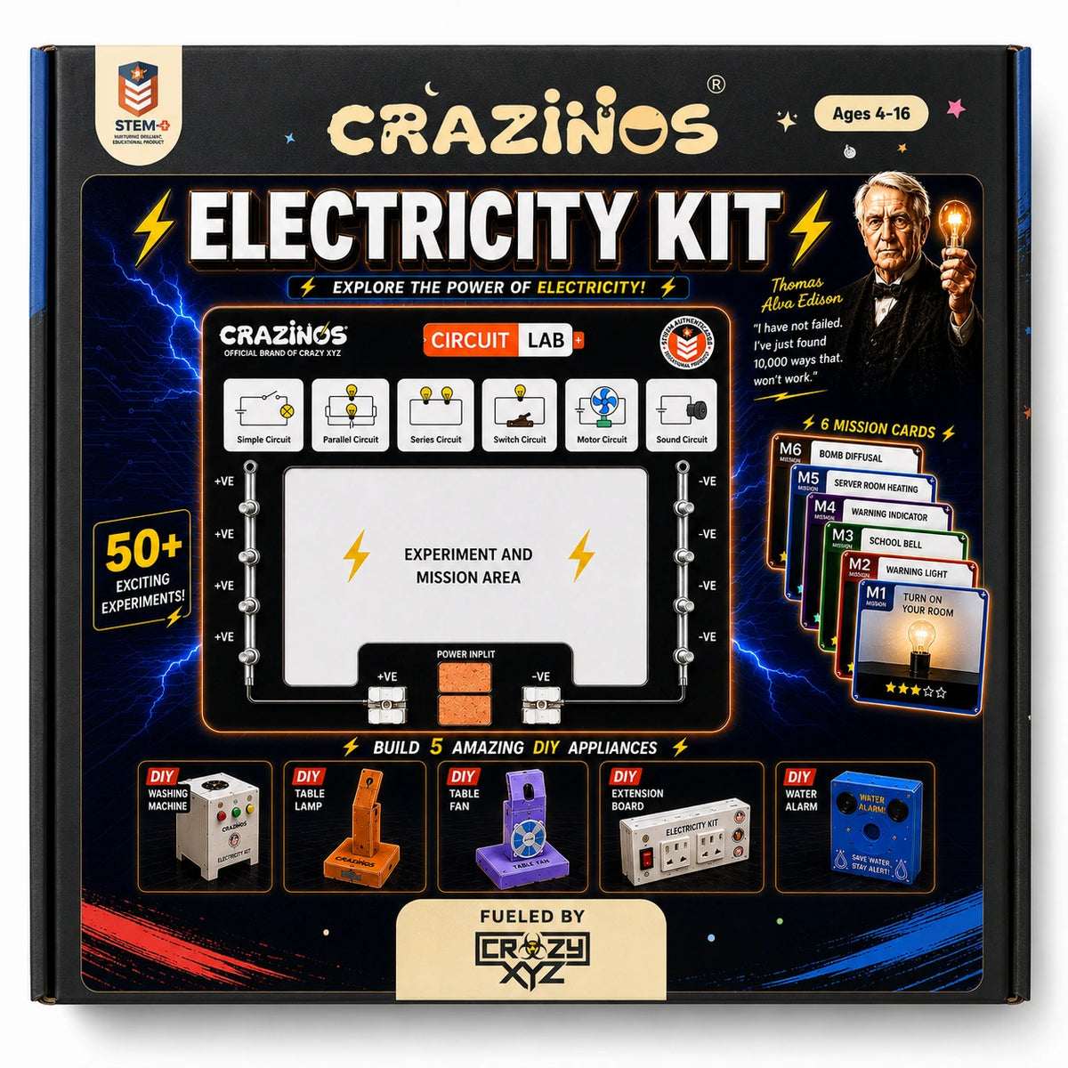 CRAZINOS Electricity Practical Kit – 50+ Circuit Experiments for