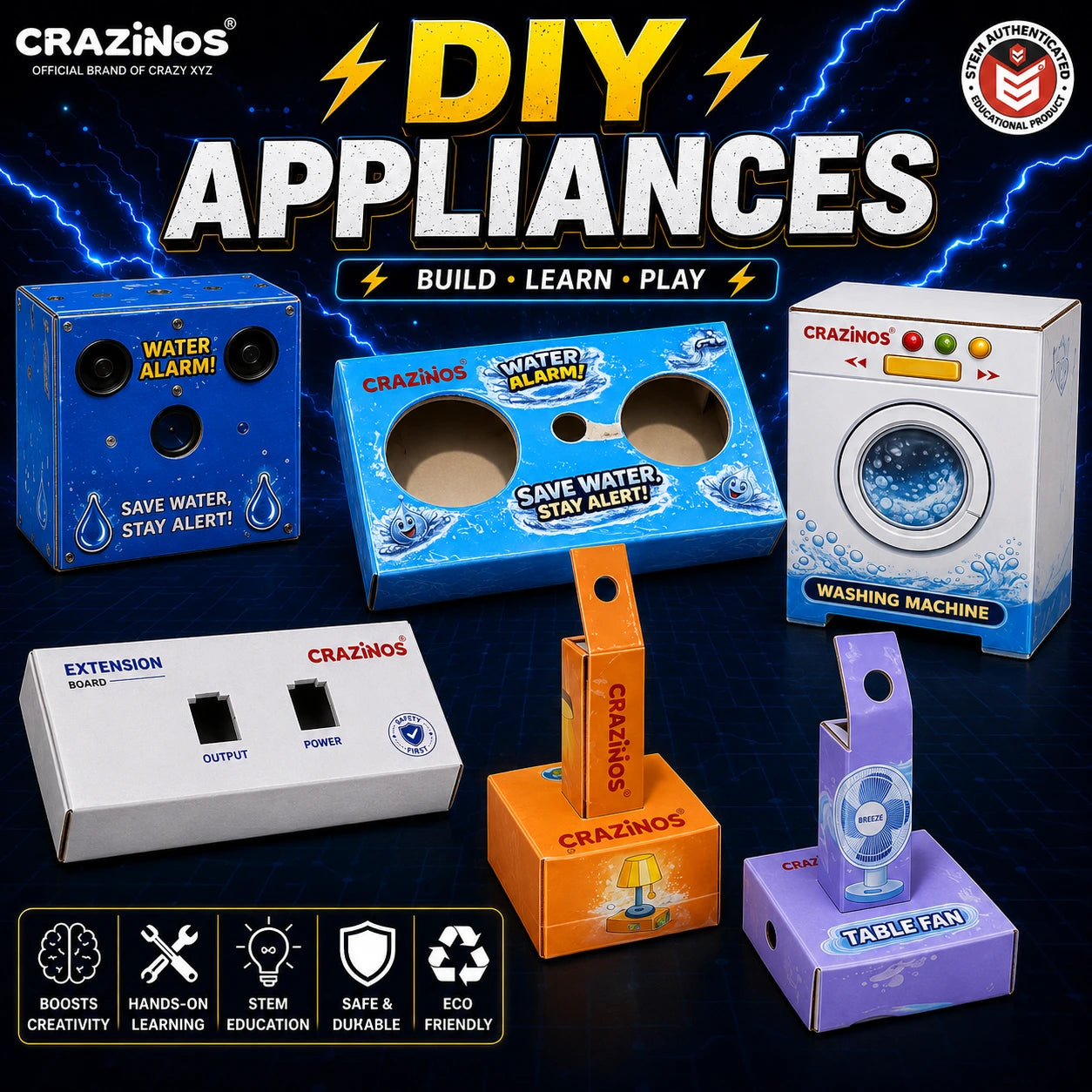 CRAZINOS Electricity Practical Kit – 50+ Circuit Experiments for