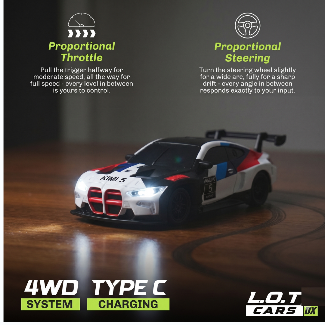CRAZINOS RC Drift Car | 4WD High Speed Car with Lights & Proportional Control | Ready to Run Age 4+