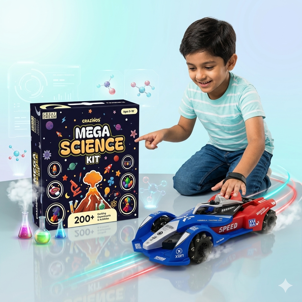 CRAZINOS Mega Science Kit & Gesture Control RC Racing Car Combo