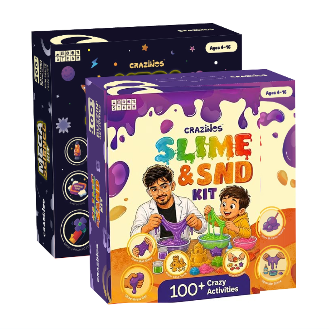 2 Kits | Mega Science Kit + Slime & Sand Kit Combo | For 8-10 learners | Ages 4-16