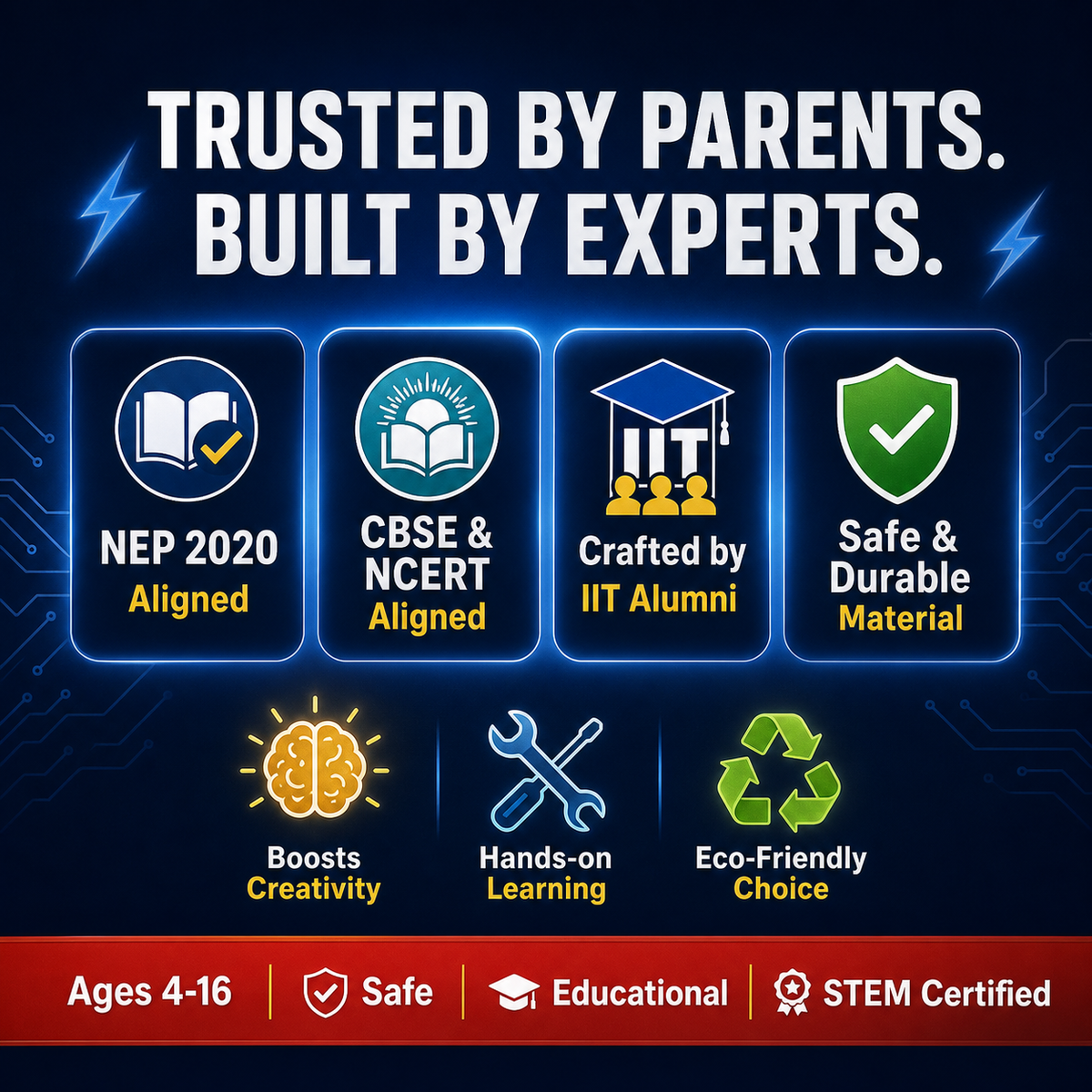 CRAZINOS Electricity Practical Kit – 50+ Circuit Experiments for Kids