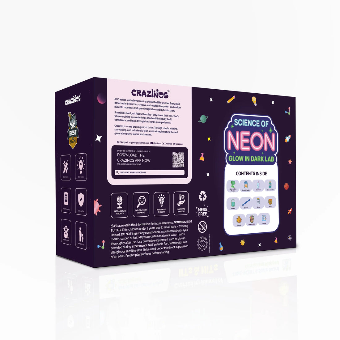 Science of Neon Glow In Dark Lab Kit | 10+ DIY Experiments & Fun Activities for Boys and Girls Ages 4–18 | STEM Education Toy for School Projects & Birthday, Return Gifts | from Crazy XYZ