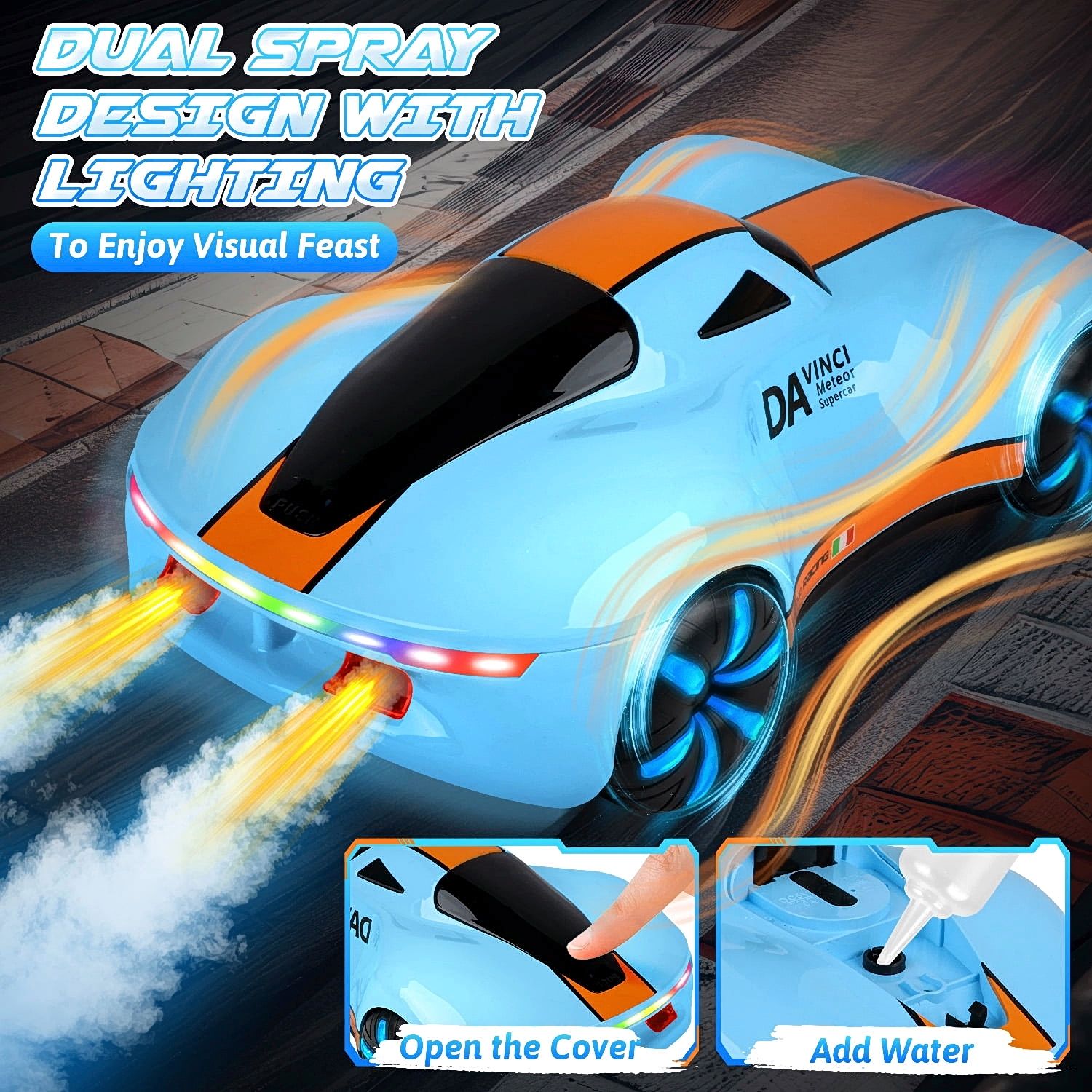 Concept Remote Control Stunt Car 1/16 Scale with Gesture Sensing, Spray 360, Degree Rotation and Drift Racing Features