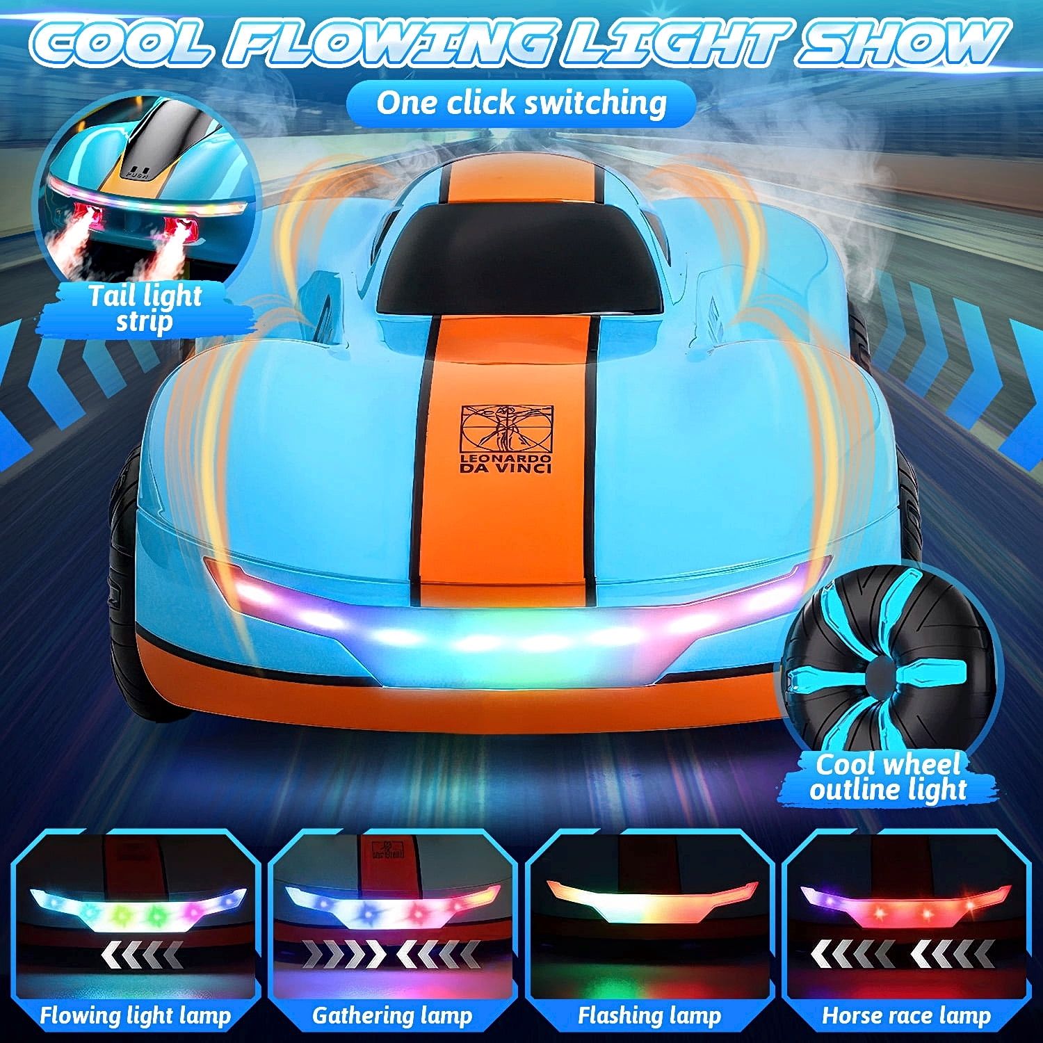 Concept Remote Control Stunt Car 1/16 Scale with Gesture Sensing, Spray 360, Degree Rotation and Drift Racing Features