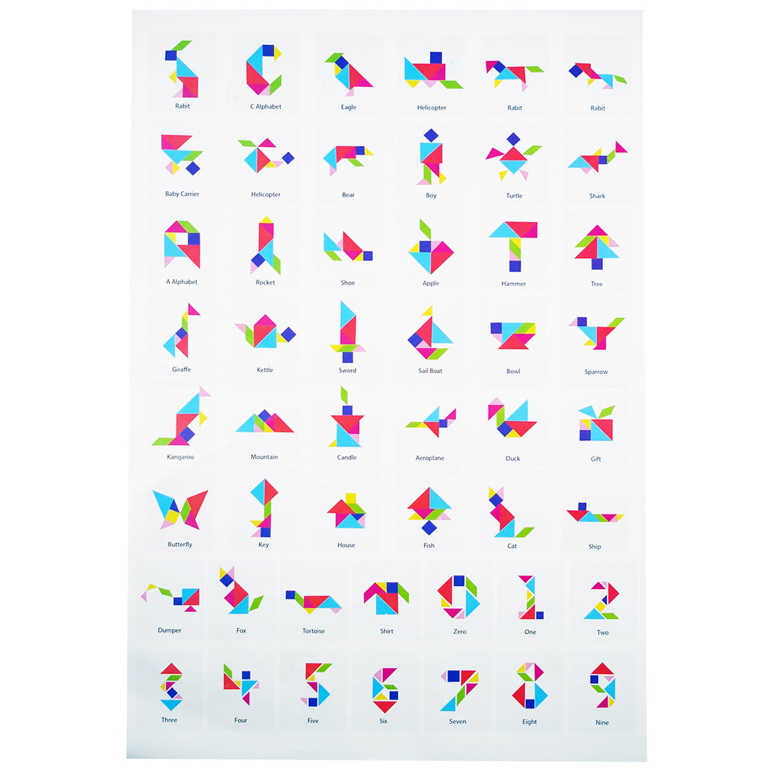 Tangram Puzzle Game for Kids – STEM Certified | 48 Tangram Challenge Designs Sheet | Fun Brain Teaser for Boys & Girls Age 4–14 | Creative Learning Toy