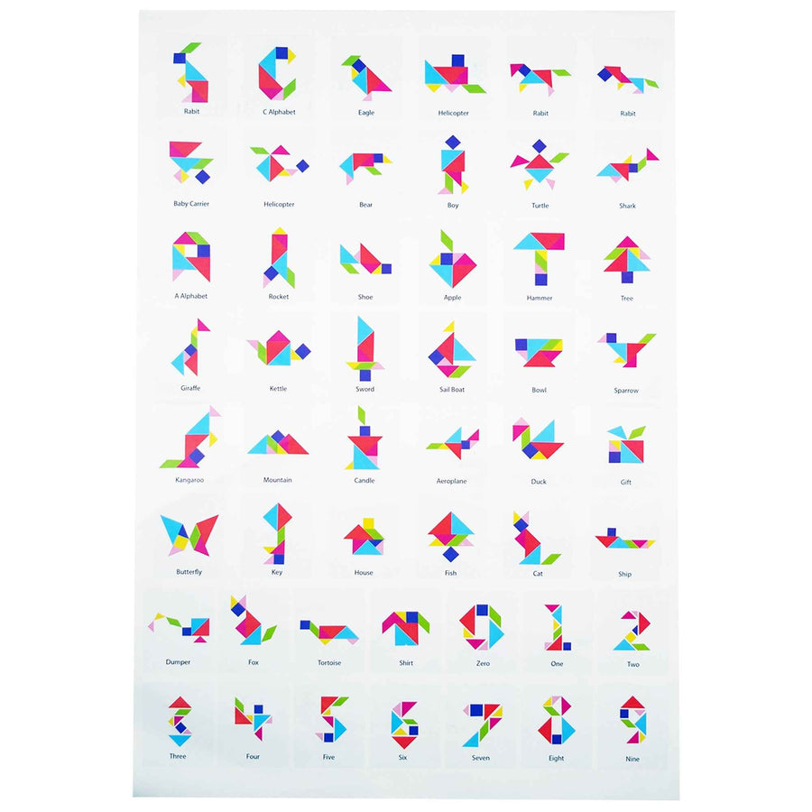 Tangram Puzzle Game for Kids – STEM Certified | 48 Tangram Challenge Designs Sheet | Fun Brain Teaser for Boys & Girls Age 4–14 | Creative Learning Toy