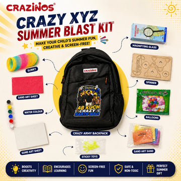 Crazinos Summer Blast Kit for Kids | Sand Art, Water Colours, Spinner, Slinky & More