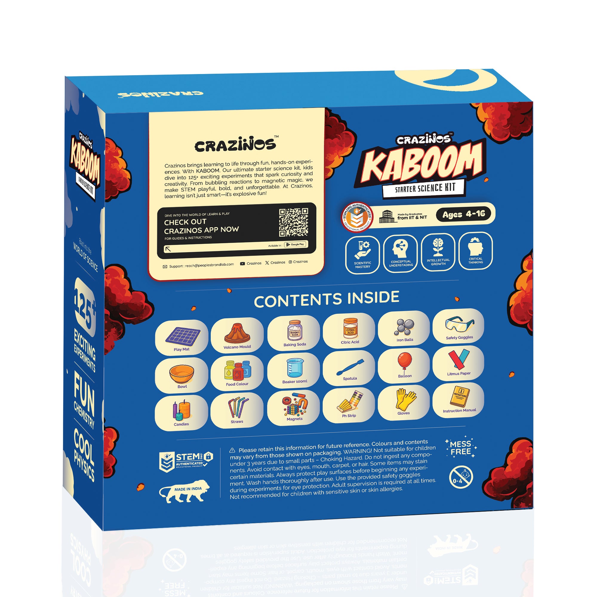 Kaboom Kit for Kids | 125+ Experiments | for Boys and Girls Ages 4–16 | STEM Education Toy for School Projects, Birthday, Return Gifts | from Crazy XYZ