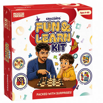 Crazinos 100-in-1 Fun & Learn Activity Kit for Kids 4+ | DIY, Art & Board Games Gift Set
