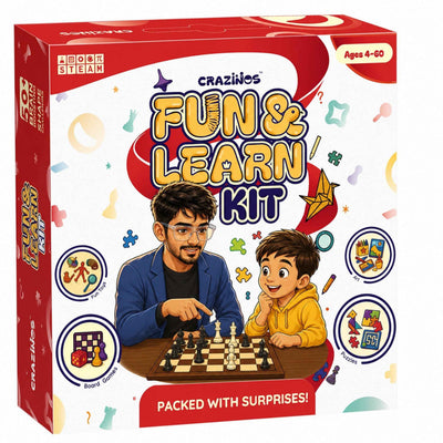 Crazinos 100-in-1 Fun & Learn Activity Kit for Kids 4+ | DIY, Art & Board Games Gift Set