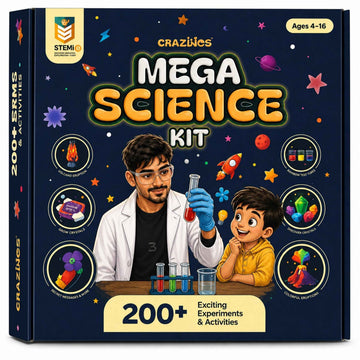 Mega Science Kit | School Projects |For 3 to 4 Learners | Ages 4 to 16| 200+ experiments and funfacts | from Crazy XYZ