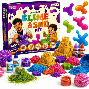 3 in 1 Slime, Sand and Clay Kit | 100+ Hands-On STEM & Sensory Activities | For 3–4 Learners | Kids Age 4–16 | By Crazy XYZ