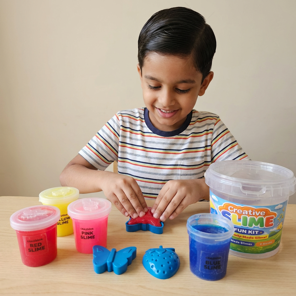 Crazinos Kids Ready Made Slime | Bucket Set with Moulds Art Slime