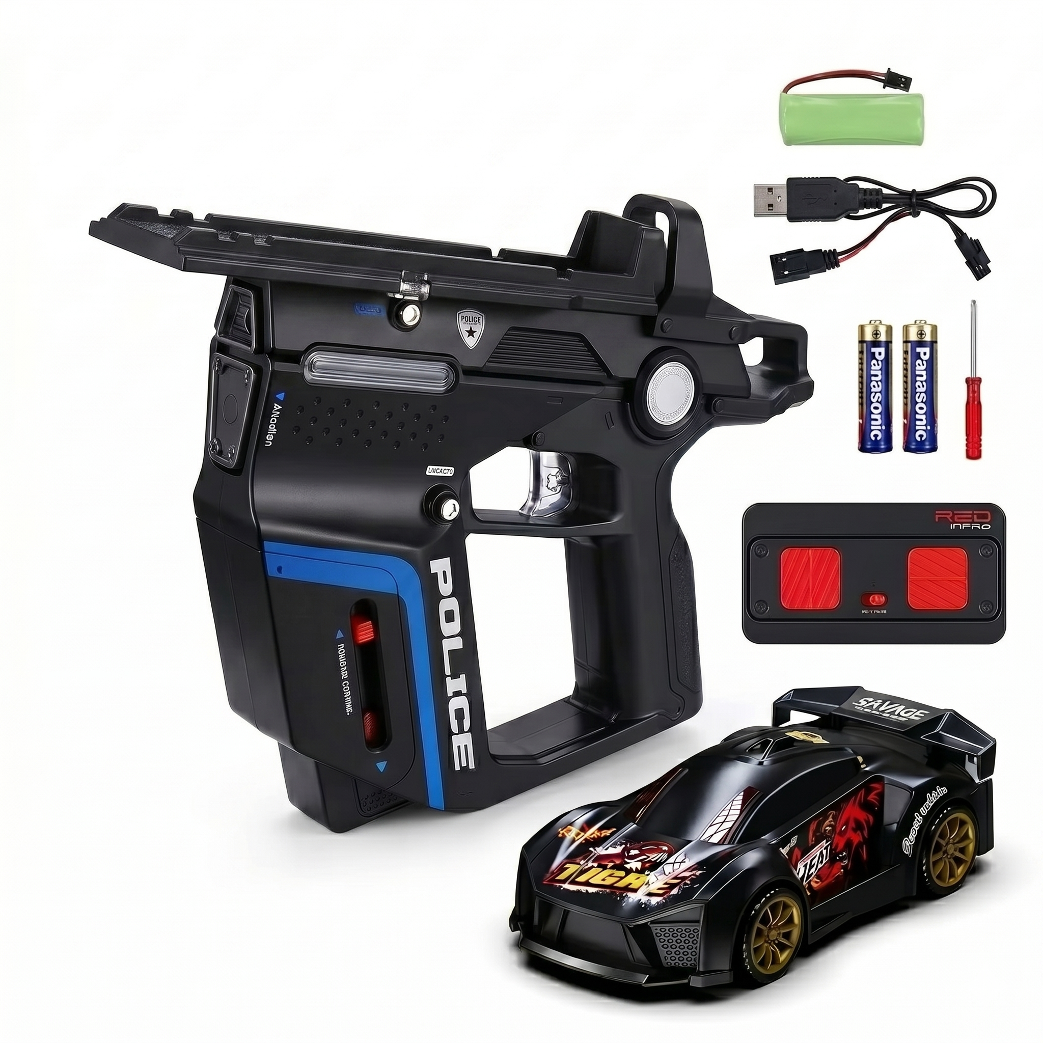 CRAZINOS RC Racing Car | 2.4G Remote Control Car with Lights, Sound & Rubber Tyres | High Speed Toy Car for Kids Age 4+