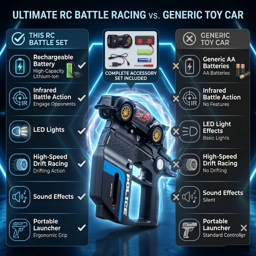 CRAZINOS RC Racing Car | 2.4G Remote Control Car with Lights, Sound & Rubber Tyres | High Speed Toy Car for Kids Age 4+