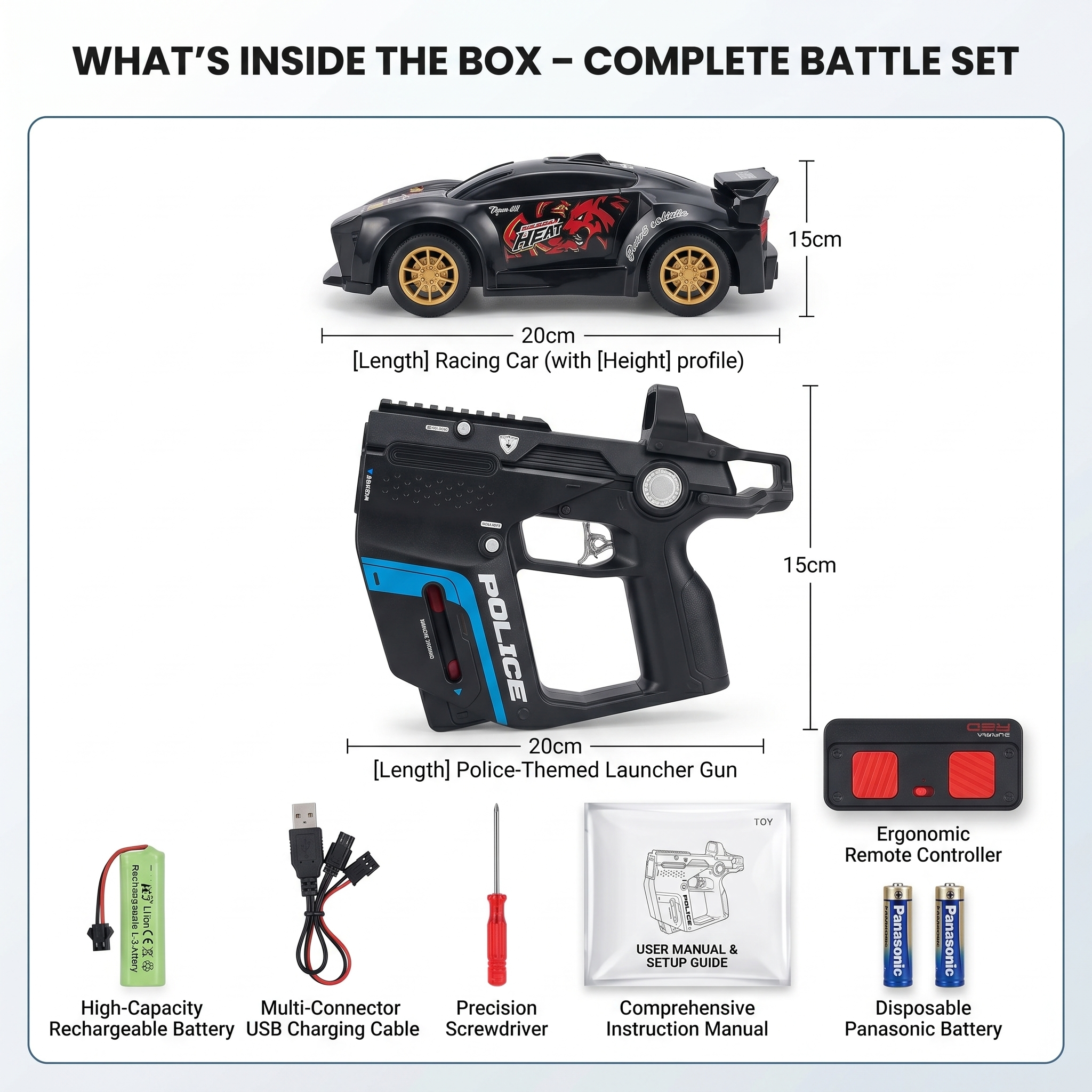 CRAZINOS RC Racing Car | 2.4G Remote Control Car with Lights, Sound & Rubber Tyres | High Speed Toy Car for Kids Age 4+